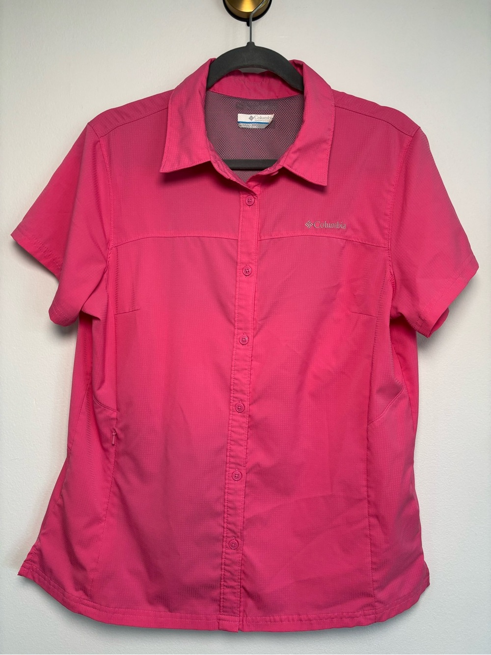 Columbia Pink Short Sleeve Pfg Omni Shade Shirt